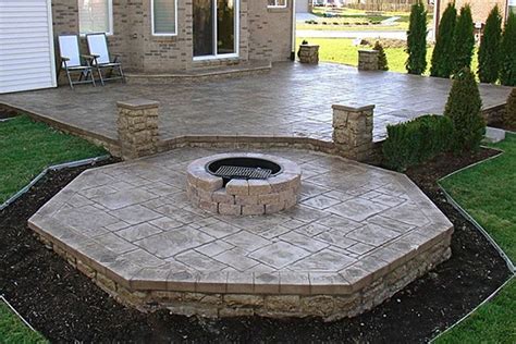 Stamped Concrete Patio Designs With Fire Pit Patios H