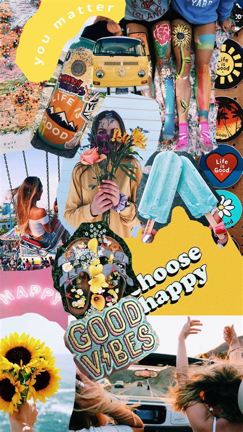 Happy Vibes Insta Collagesbyabby Hippie Wallpaper