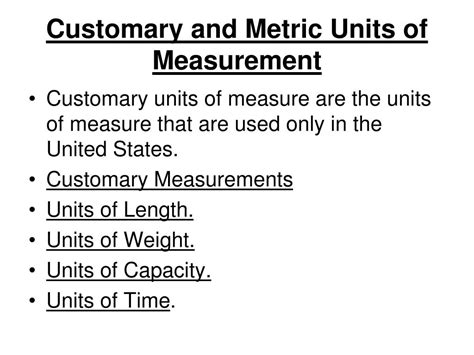 Ppt Customary And Metric Units Of Measurement Powerpoint Presentation