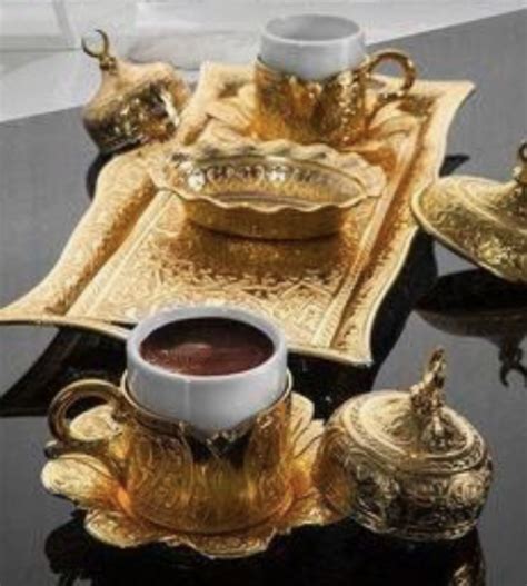 Grand Bazaar Of Istanbul By Dony Gold Colour Turkish Coffee Serving Set