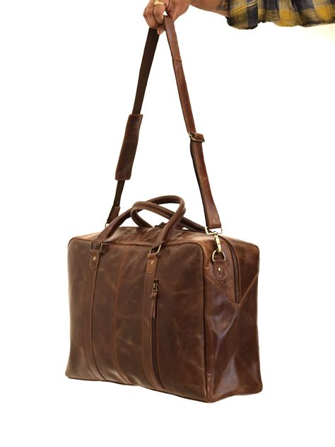 Handmade Leather Duffle Bag Large Travel Bag Mens Weekender Etsy