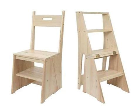 Wooden stepladder chair ( foot stool, сonvertible сhair ) with wide steps. Chaool Convertible Chair & Step Stool - Vurni
