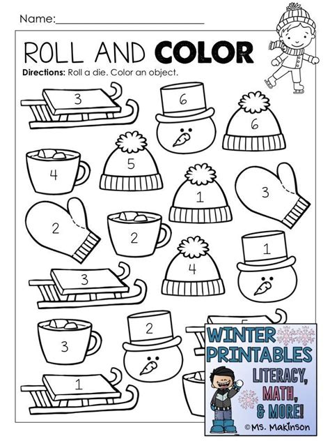 Roll And Color Winter Themed Printables Actividades Preescolar