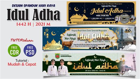 Free 3 Desain Banner Spanduk Idul Adha 1442H 2021 CDR PSD