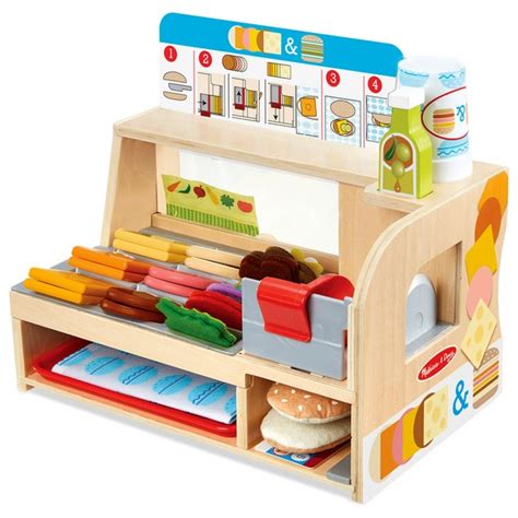 Melissa And Doug Wooden Slice And Stack Sandwich Counter With 52