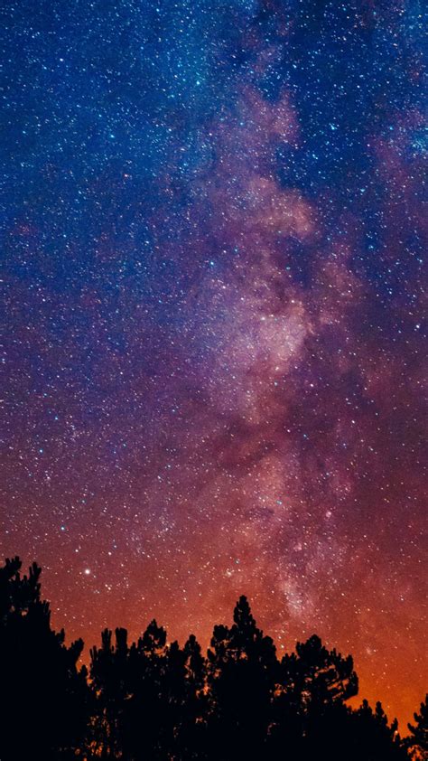 Download Wallpaper 720x1280 Beautiful Night Starry And Colorful Sky