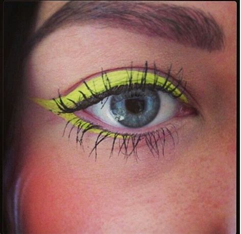 Neon Yellow Winged Eyeliner Daytime Makeup Neon Makeup Double Eyeliner