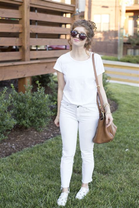 Casual All White Outfit With Floral Espadrilles