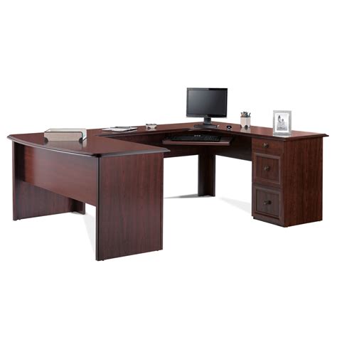 Realspace® Broadstreet 65w U Shaped Executive Desk Cherry