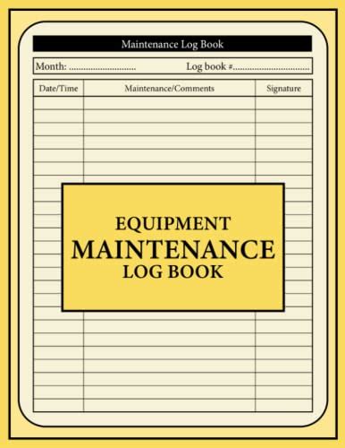 Equipment Maintenance Log Book Daily Repairs And Maintenance Record Book