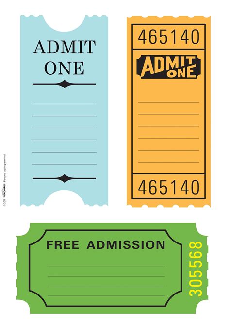 Printable Tickets Template Free