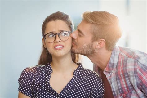 Affectionate Man Kissing Woman Stock Image Image Of Businessman