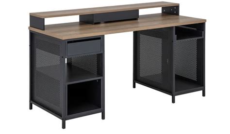 Home o?ice collection blends metal and wood for eclectic feel rustic oak finish with sturdy metal framework details makes this desk a topic of discussion Buy Argos Home Modular 1 Drawer Gaming Desk - Oak Effect ...