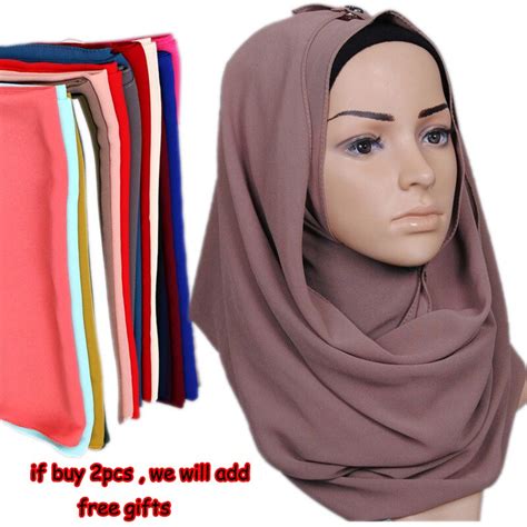 Hottest Muslim Hijab Islamic Womens Maxi Jersey Scarf Hijabs Plain Bubble Chiffon Shawls