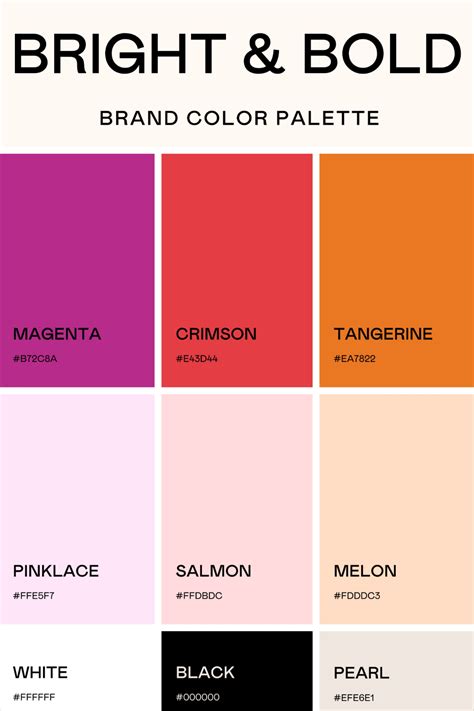 Bright And Bold Color Palette For Brands W Usage And Contrast Guide