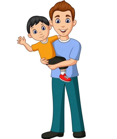 Cartoon Father Carrying A Son In His Arm Premium Vector Freepik