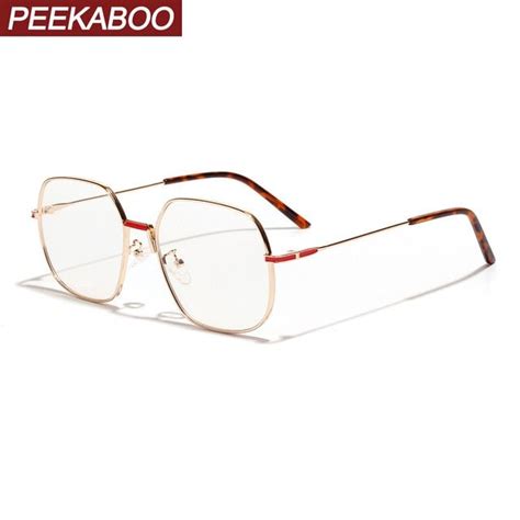 peekaboo big glasses frames for women gold metal frame square eyeglasses for men clear lens