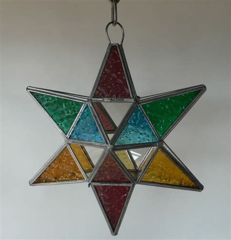 Vintage Moravian Star Hanging Leaded Glass By Dizhasneatstuff