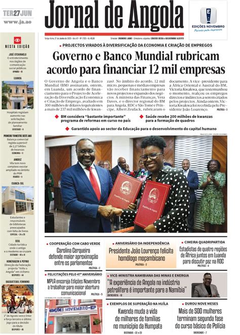 Jornal De Angola Terça 27 De Junho De 2023