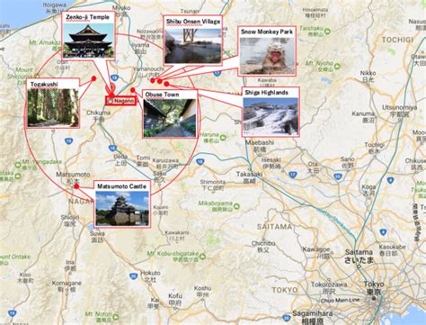 Each angle of view and every map style has its own advantage. Attractions Around Nagano City - SNOW MONKEY RESORTS