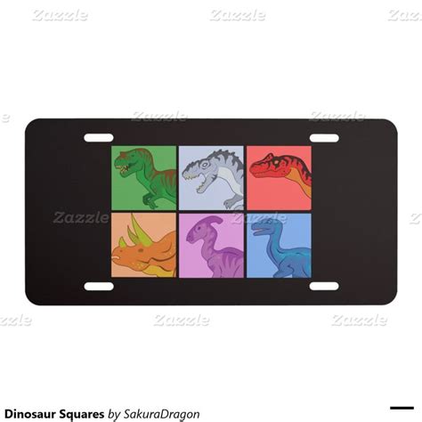Dinosaur Squares License Plate Zazzle Custom Front License Plates