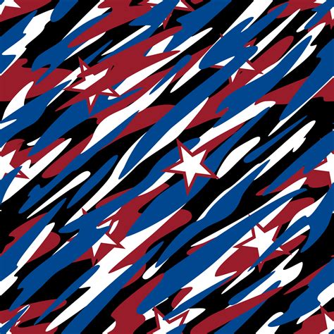Patriotic Camouflage Red White And Blue With Stars American Pride