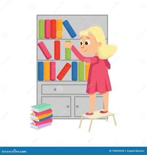 Big Bookshelf Vector Illustration Isolated Flat Cartoon Large Shelf