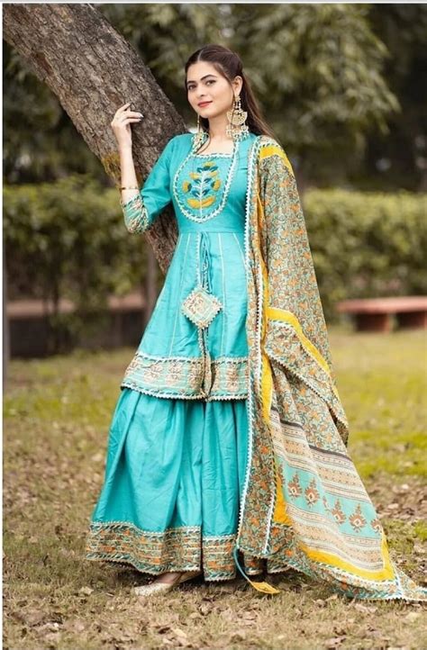 Designer Sharara Kurta Set Indian Pakistani Wedding Bridesmaids Dress Mehendi Outfit Gharar