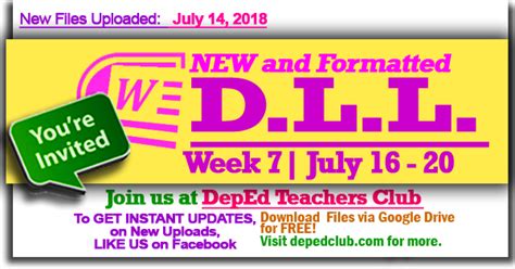 Updated Week St Quarter Daily Lesson Log July July