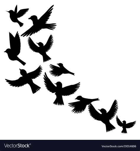 Flying Birds Silhouettes Royalty Free Vector Image