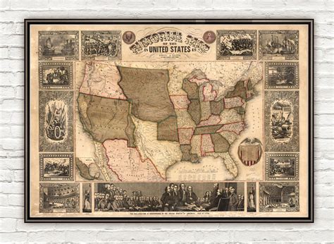 Old Map Of United States Of America 1849 Usa Map Vintage Maps And Prints