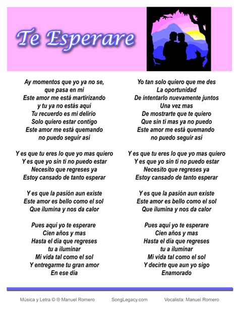 Te Esperare Romantic Song With Spanish Lyrics By Manuel Romero