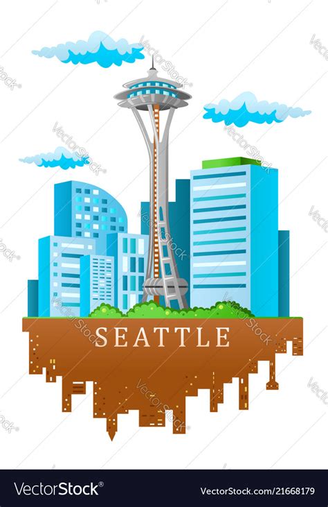 Seattle Skyline Royalty Free Vector Image Vectorstock