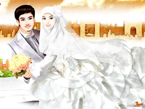93 Gambar Kartun Pernikahan Muslimah Bercadar Gratis