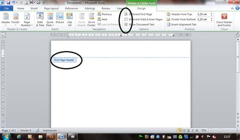 How To Make Header And Footer On First Page Only Using Office Word 2010