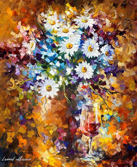 White Flowers Palette Knife Oil Painting On Canvas By Leonid Afremov