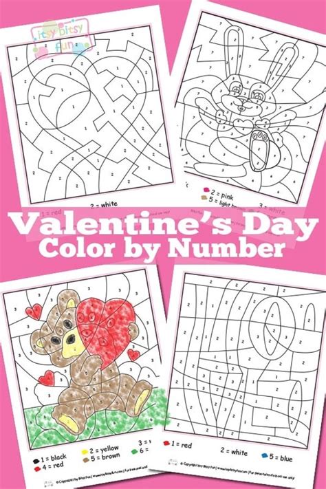 Fun, printable, free coloring pages can help children develop important skills. Valentines Day Color By Numbers Worksheets - itsybitsyfun.com