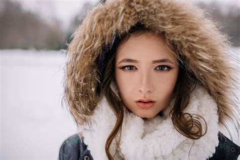 Wallpaper Face Winter Disha Shemetova Women Outdoors 2560x1707