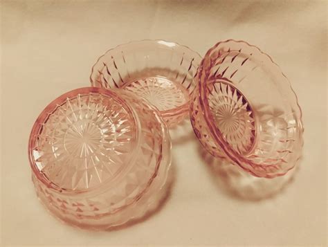 Pink Depression Glass Berry Bowls Set Of 3 Jeanette