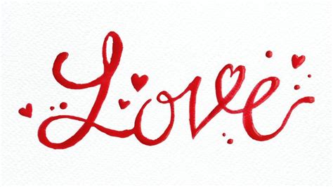 Cursive Red Love Typography On A White Background Free Image By
