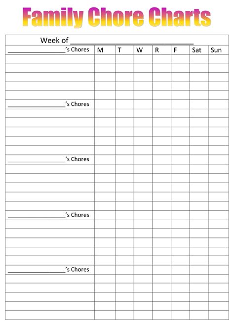 Downloadable Chore Chart Labb By Ag