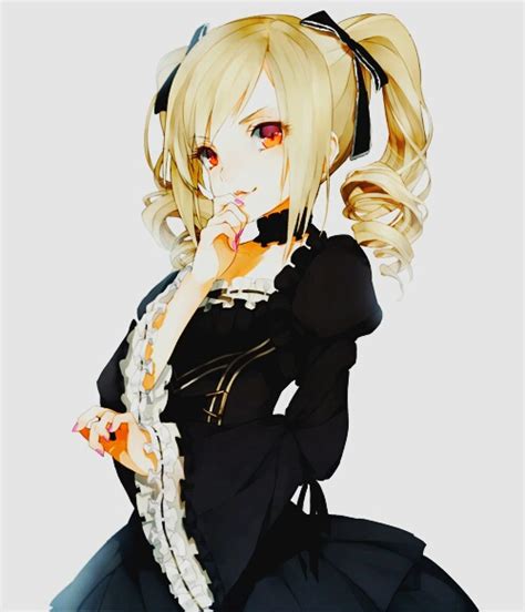 The color itself sometimes reflects how down to earth the characters are while thats the perfect way to express them as most anime girls in this list are super unique and indescribable. blonde curly hair red eyes twintails black dress anime ...