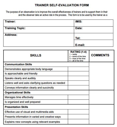 Training Evaluation Form 17 Download Free Documents In Word Pdf