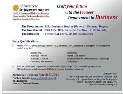 Bsc Business Studies General External Degree University Of Sri