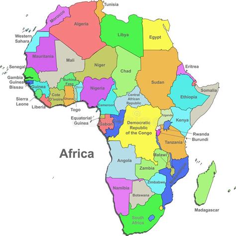 Africa Map Color Map Of Africa With Countries On A White Background