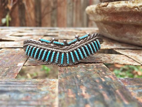 Vintage Turquoise Bracelet Signed Zuni Jewelry Native American Indian
