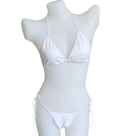 Buy Summer Sexy Solid Mirco Bikini Sets Women Tie Side G String Thong Swimsuit Female Bandage