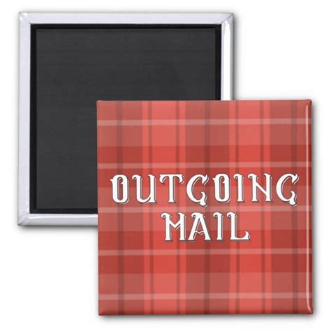 Red Plaid Outgoing Mail Magnet