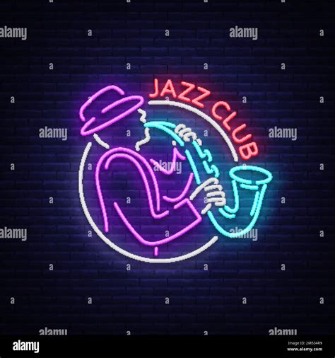Jazz Club Neon Vector Neon Sign Logo Brilliant Banner Bright Night