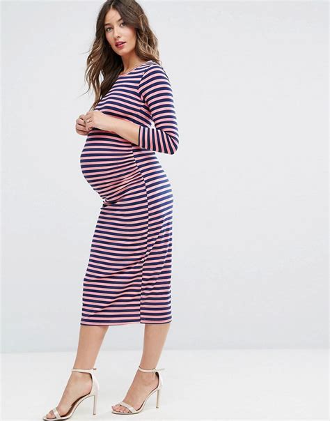Lyst Bluebelle Maternity Bodycon Dress With Sleeve In Stripe